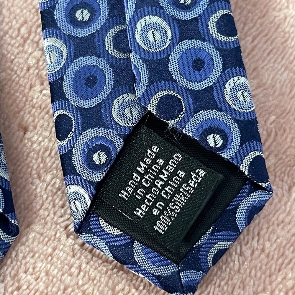 George Navy and Light Blue Patterned Men's Tie - Picture 7 of 7